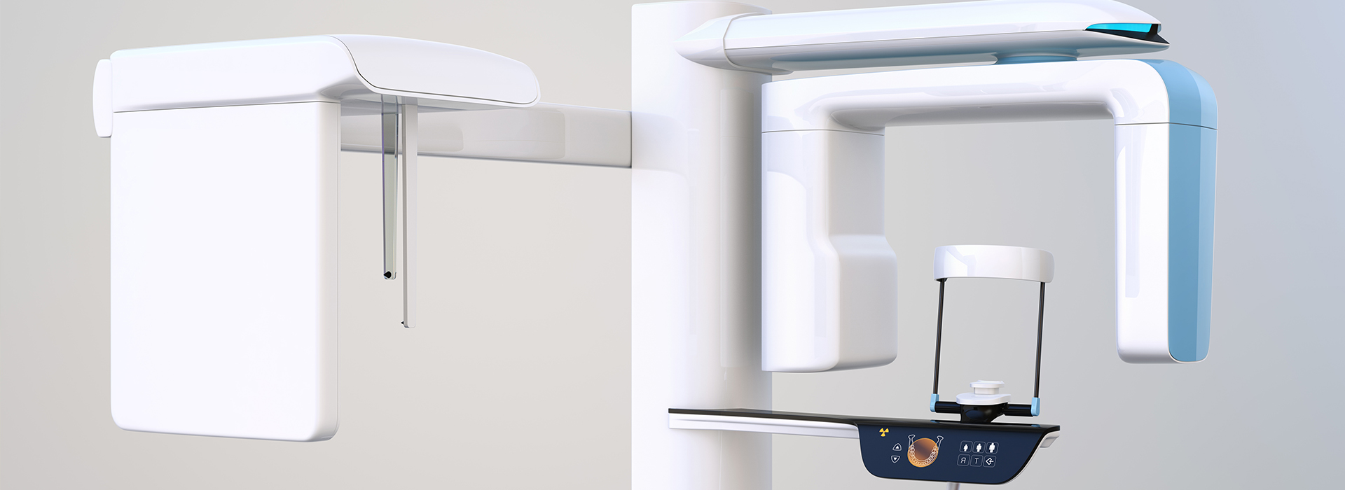 An image of a modern dental chair setup in a clinical environment.